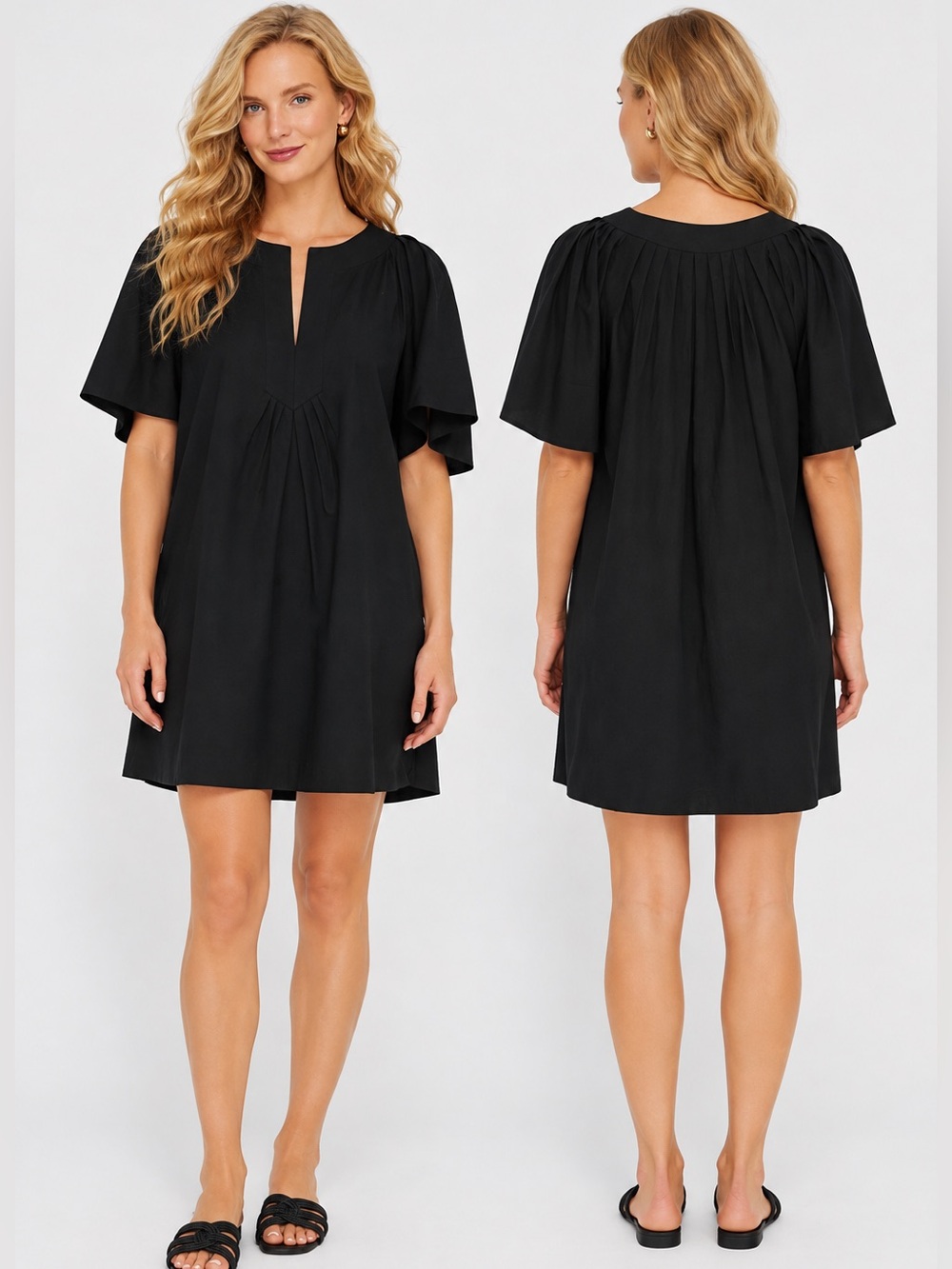 Pomander Place Finley Flutter Sleeve Black Cotton Mini Dress M Tuckernuck